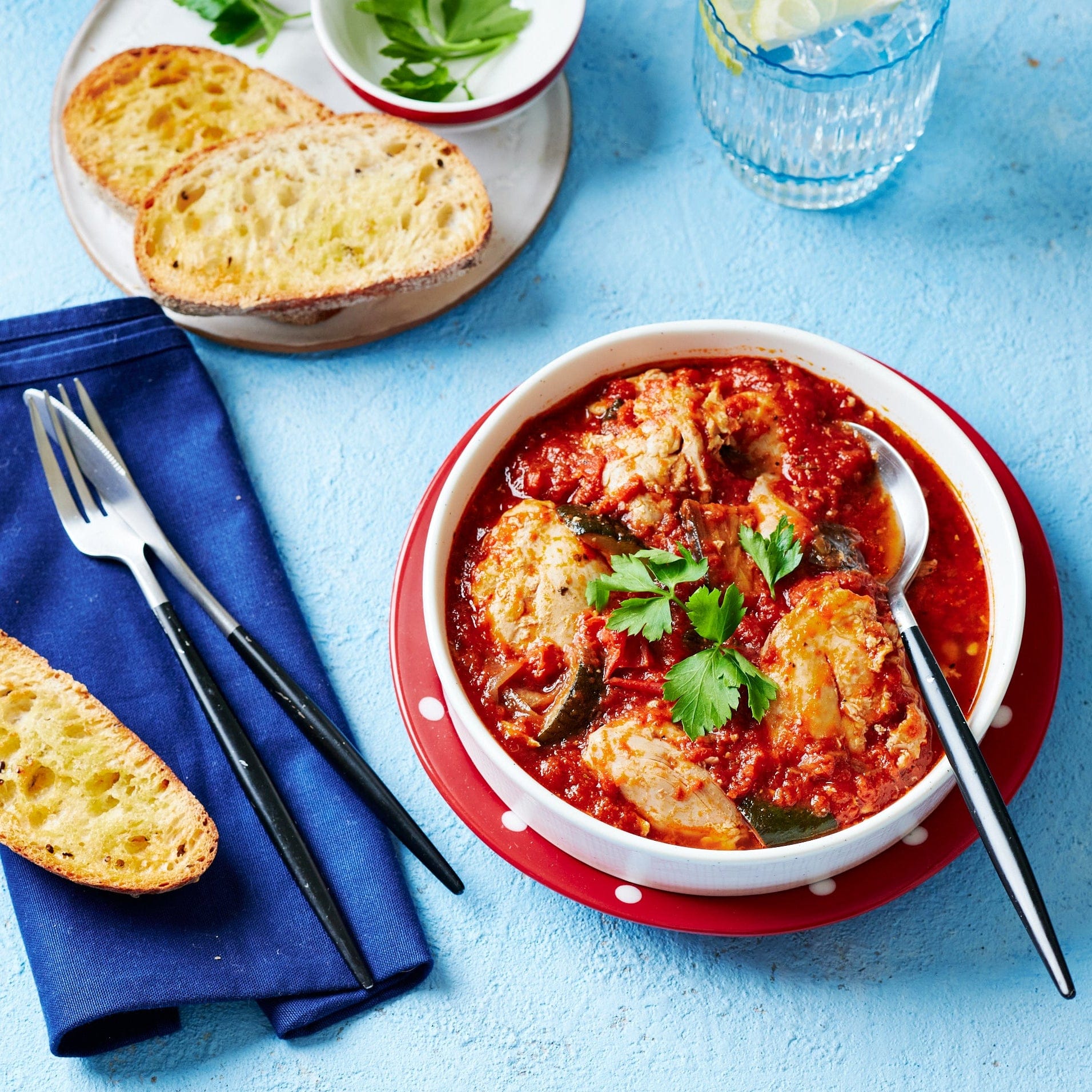 Curry, stews and wet dishes Chicken Provencal with Ratatouille Vegetables