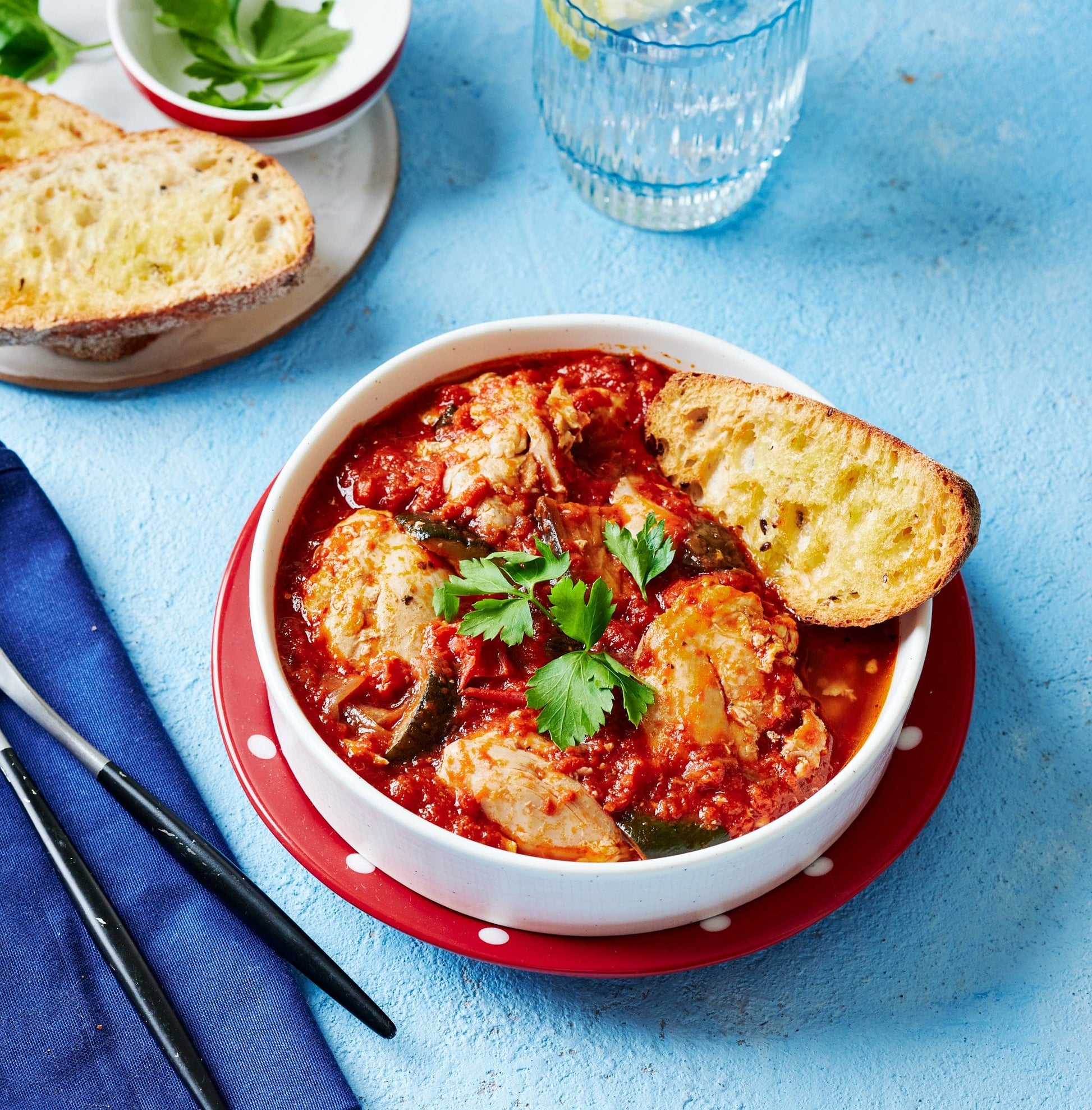 Curry, stews and wet dishes Chicken Provencal with Ratatouille Vegetables