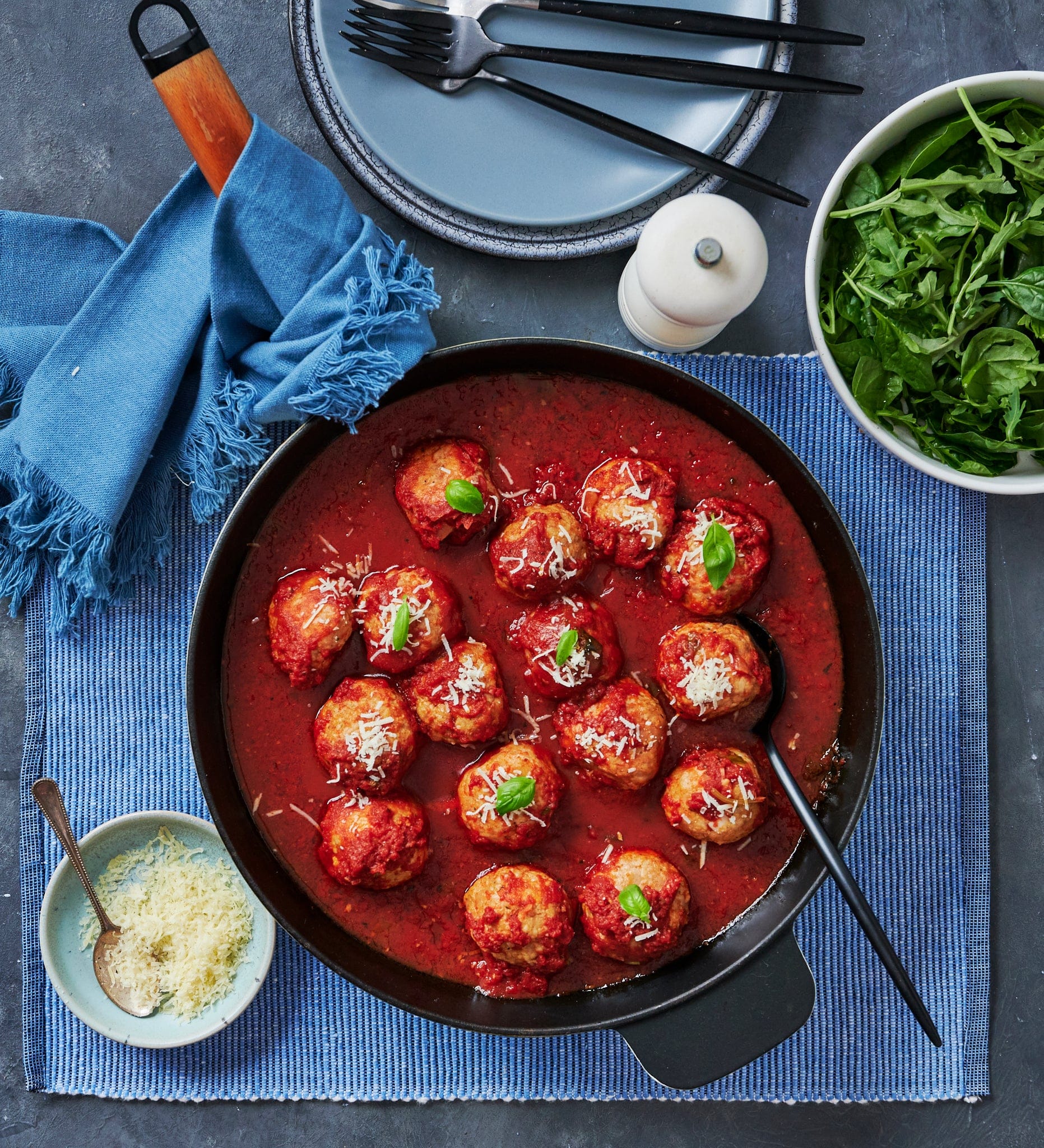 Curry, stews and wet dishes Lemon and Herb Chicken Meatballs in Tomato Basil Sauce, Family Size
