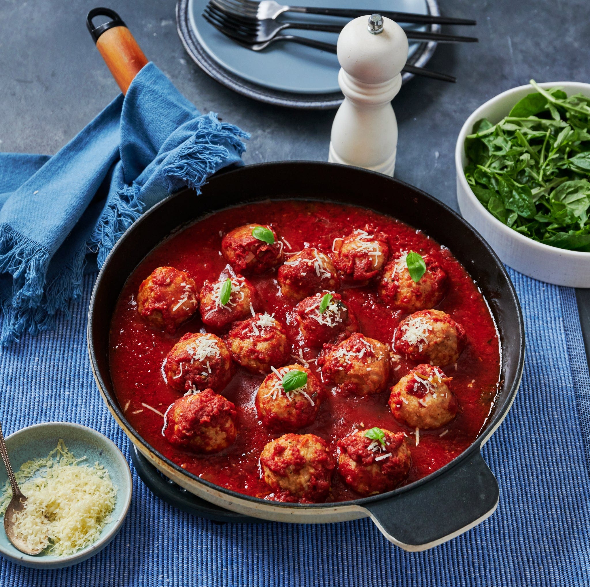 Curry, stews and wet dishes Lemon and Herb Chicken Meatballs in Tomato Basil Sauce, Family Size