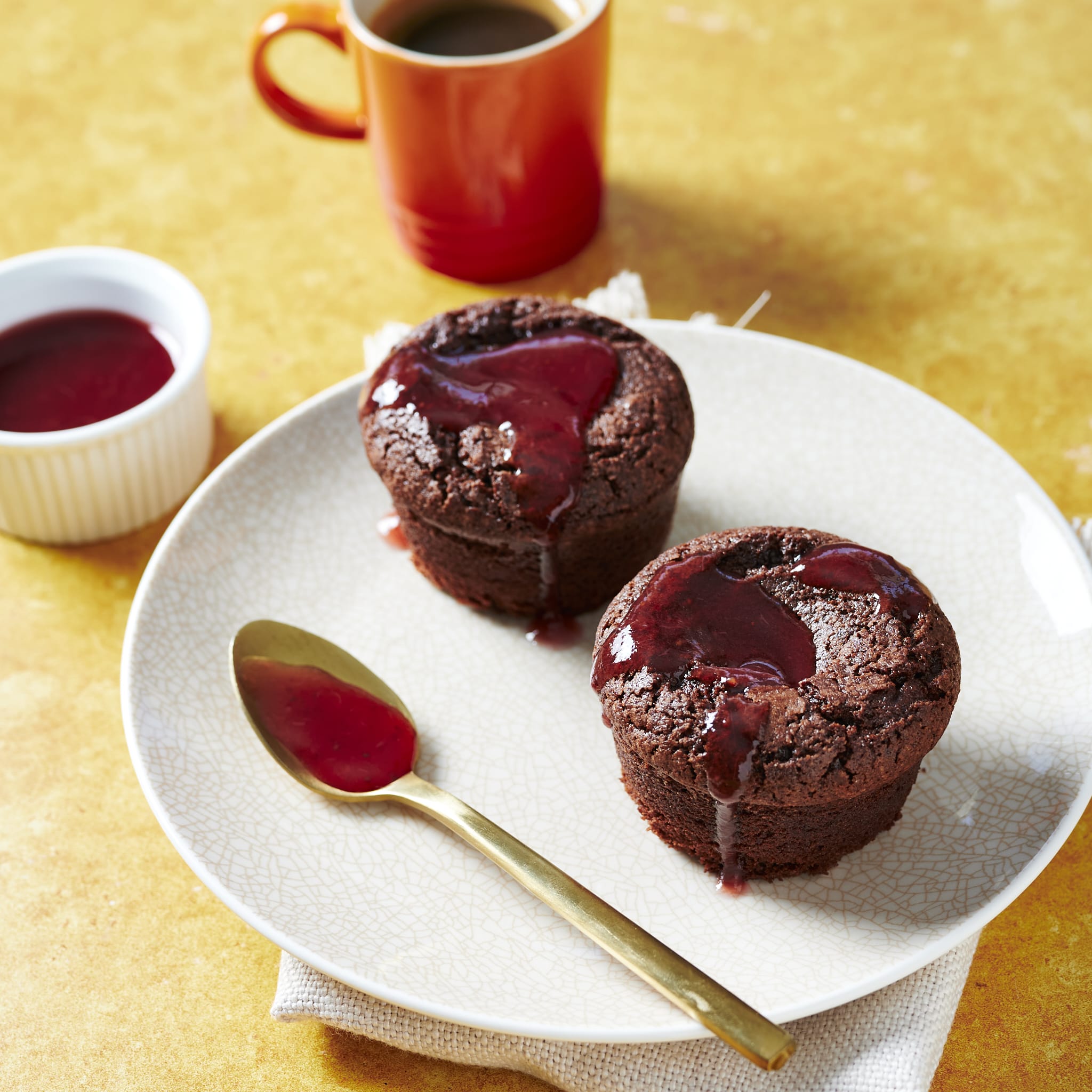 Dessert Gluten Free Chocolate Moelleux & Strawberry Coulis