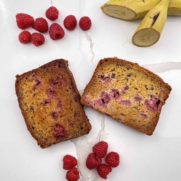 Dessert Pear and Raspberries Bread, 2 slices