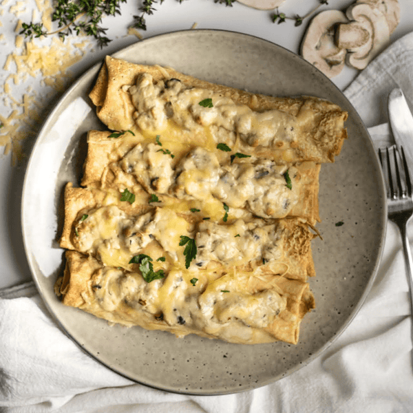 Family size meals Mushroom & Cheese Savoury Crepes, serves 2 to 3