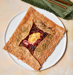 Foil Super Gourmet Traditional Galette (savoury crêpes) with Ham, Cheese, Eggs & Confit Onions