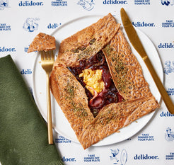 Foil Super Gourmet Traditional Galette (savoury crêpes) with Ham, Cheese, Eggs & Confit Onions