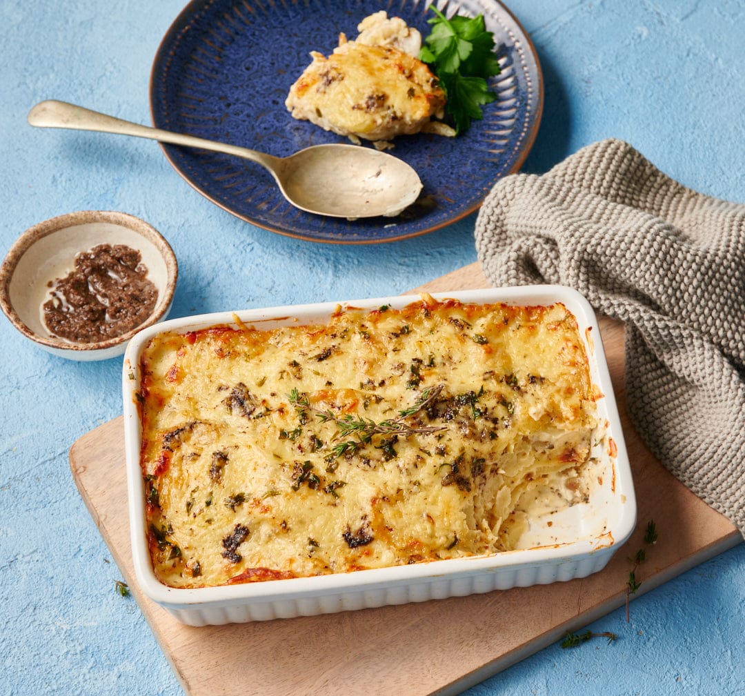 Foil Truffade (Potatoes Gratin with Truffles & Bacon)