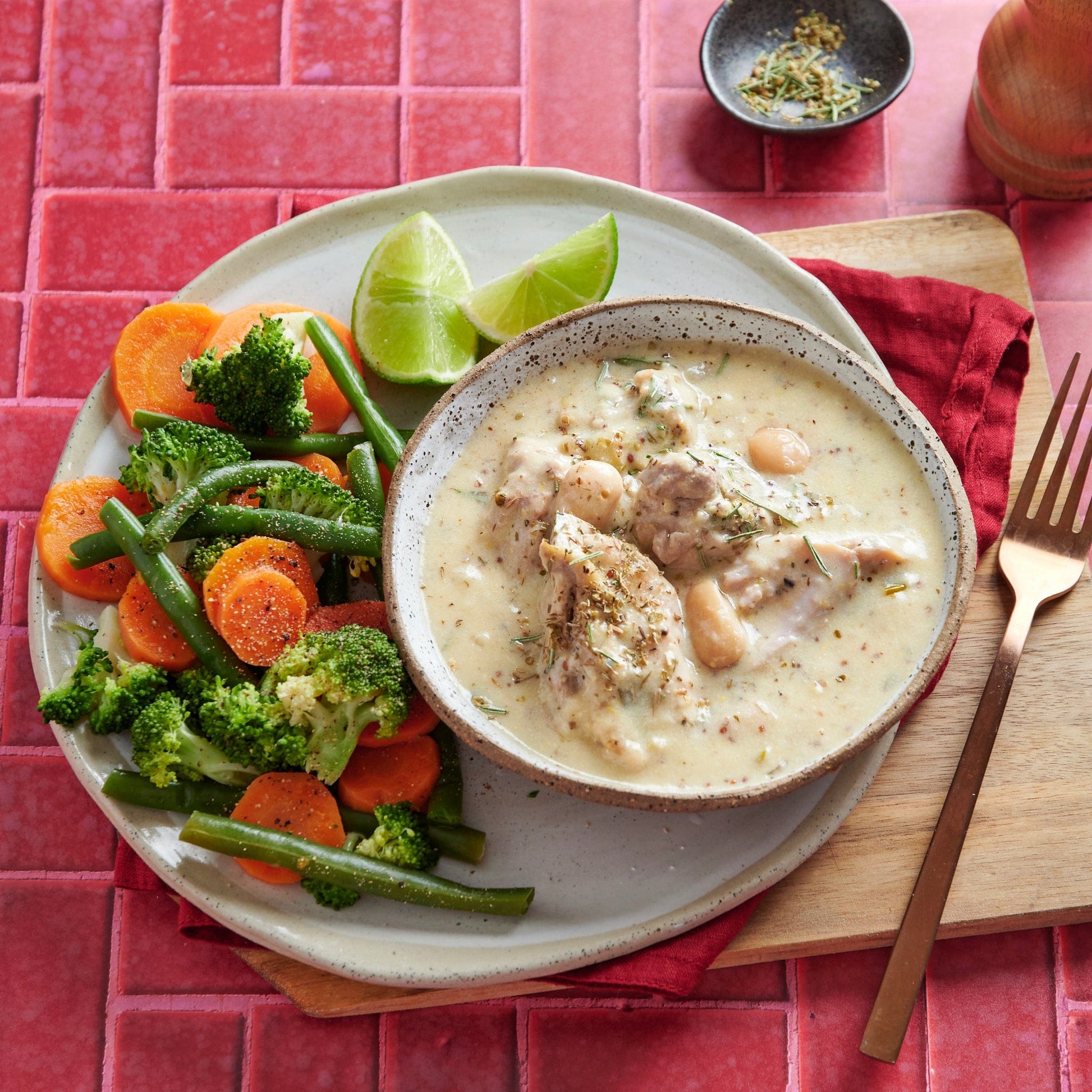 Meals for one Chicken Leek and Dijon Casserole With Steamed Vegetables