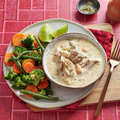 Meals for one Chicken Leek and Dijon Casserole With Steamed Vegetables