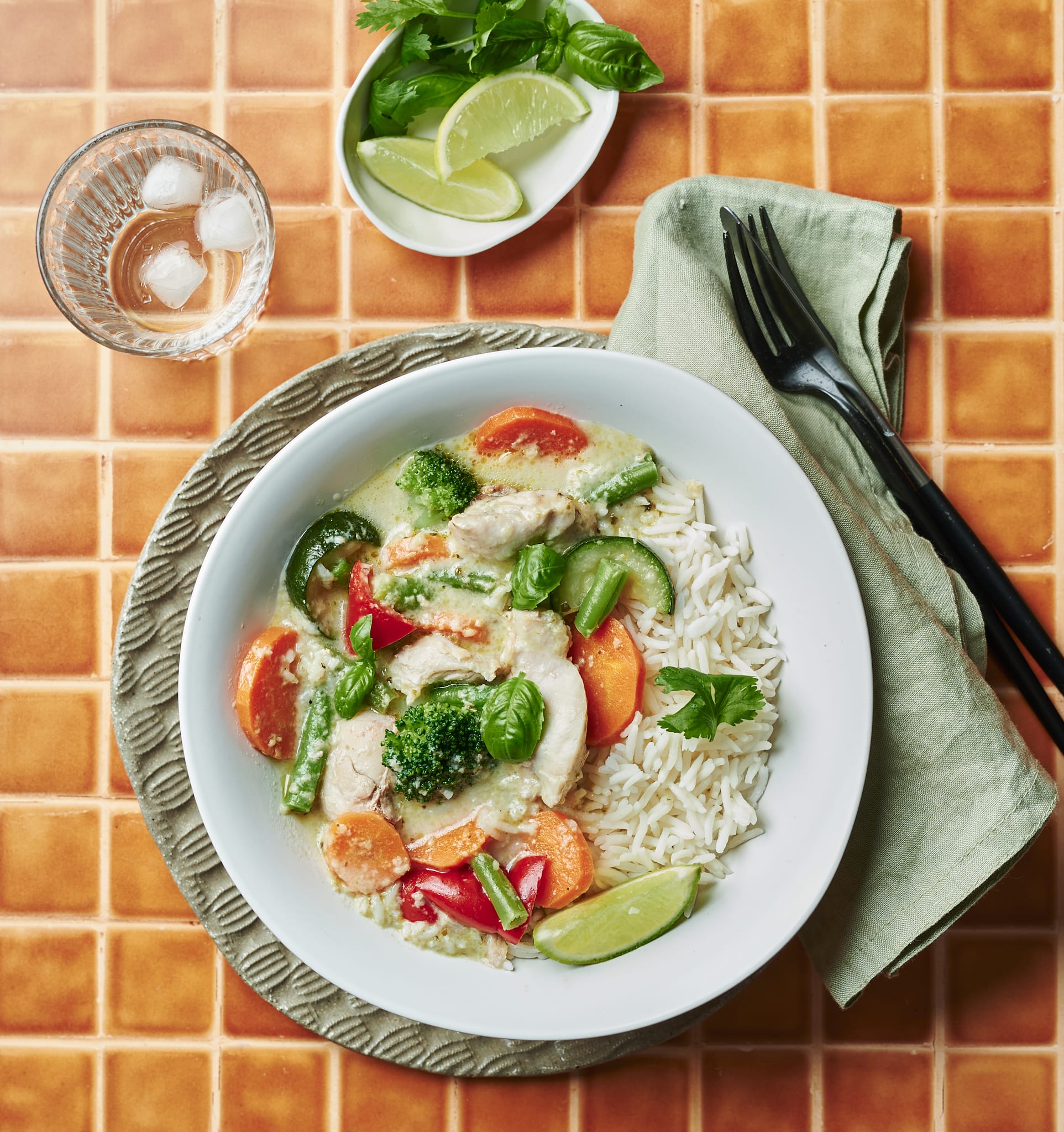 Meals for one Thai Green Chicken Curry with Basmati Rice