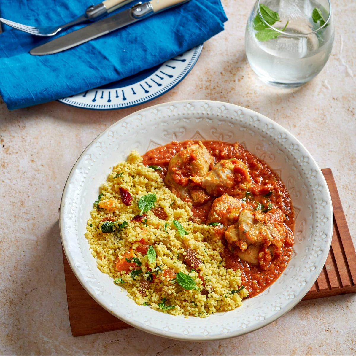 Meals for one Traditional Moroccan Chicken Tajine with Couscous