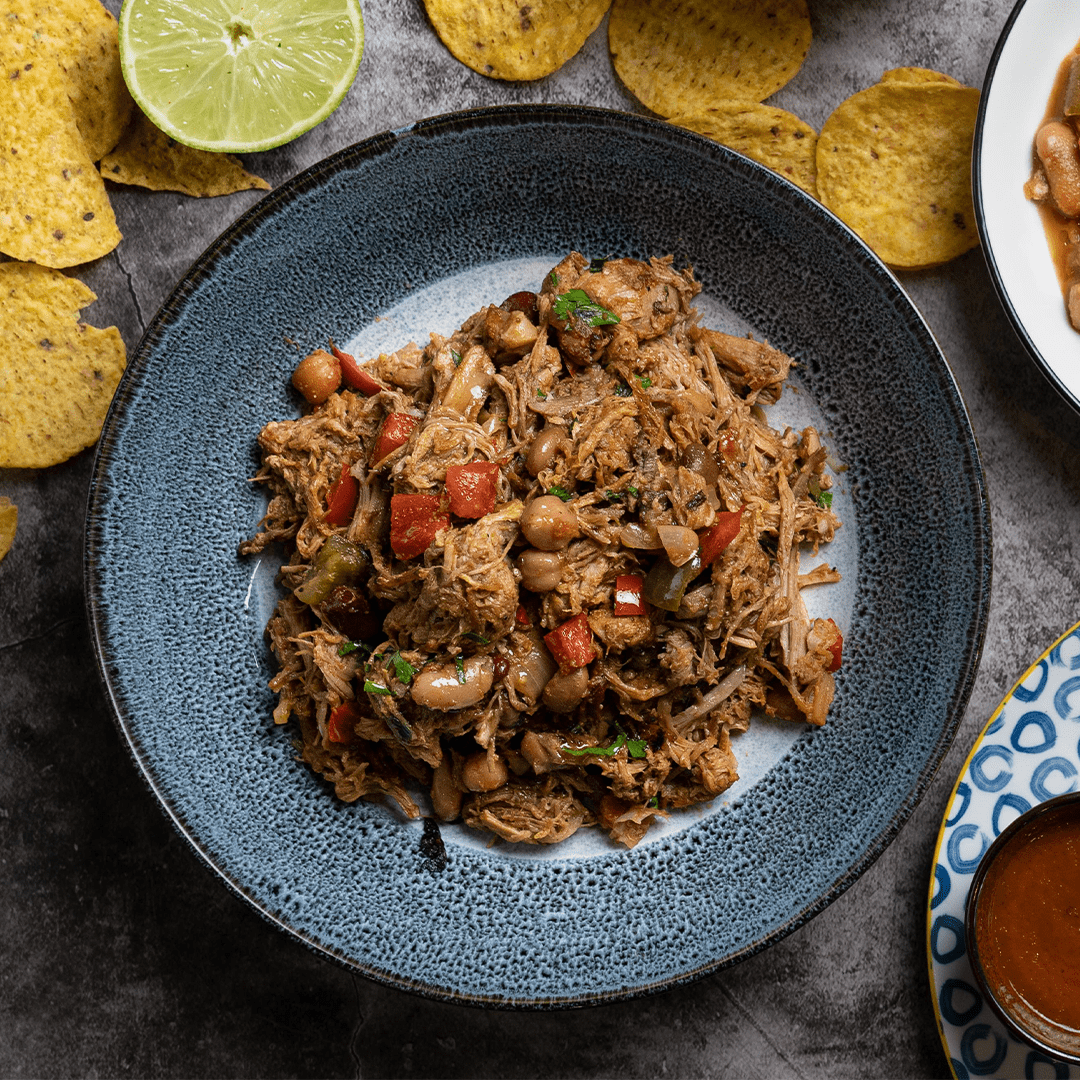 Ready to eat Meal Carnita Pulled Pork with Mexican Beans