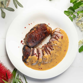 Duck Magret with Creamy Pink Pepper Sauce, serves 2