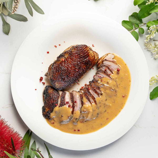 Ready to eat Meal Duck Magret with Creamy Pink Pepper Sauce, serves 2