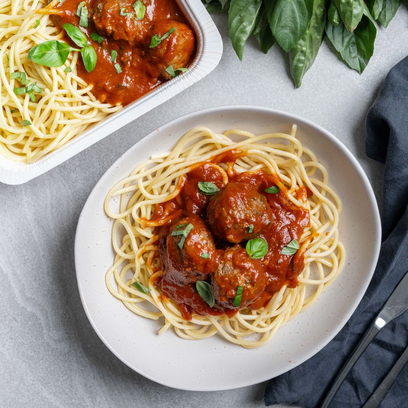 Ready to eat Meal Italian Meatballs with Spaghetti