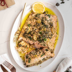 Lemon and Capers Marinated Salmon, Serves 6-8