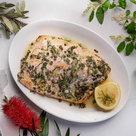 Lemon and Capers Marinated Salmon, Serves 6-8