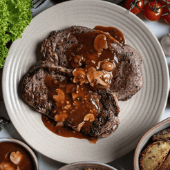 Ready to eat Meal Premium Riverine Beef Scotch Fillet with Mushroom Sauce