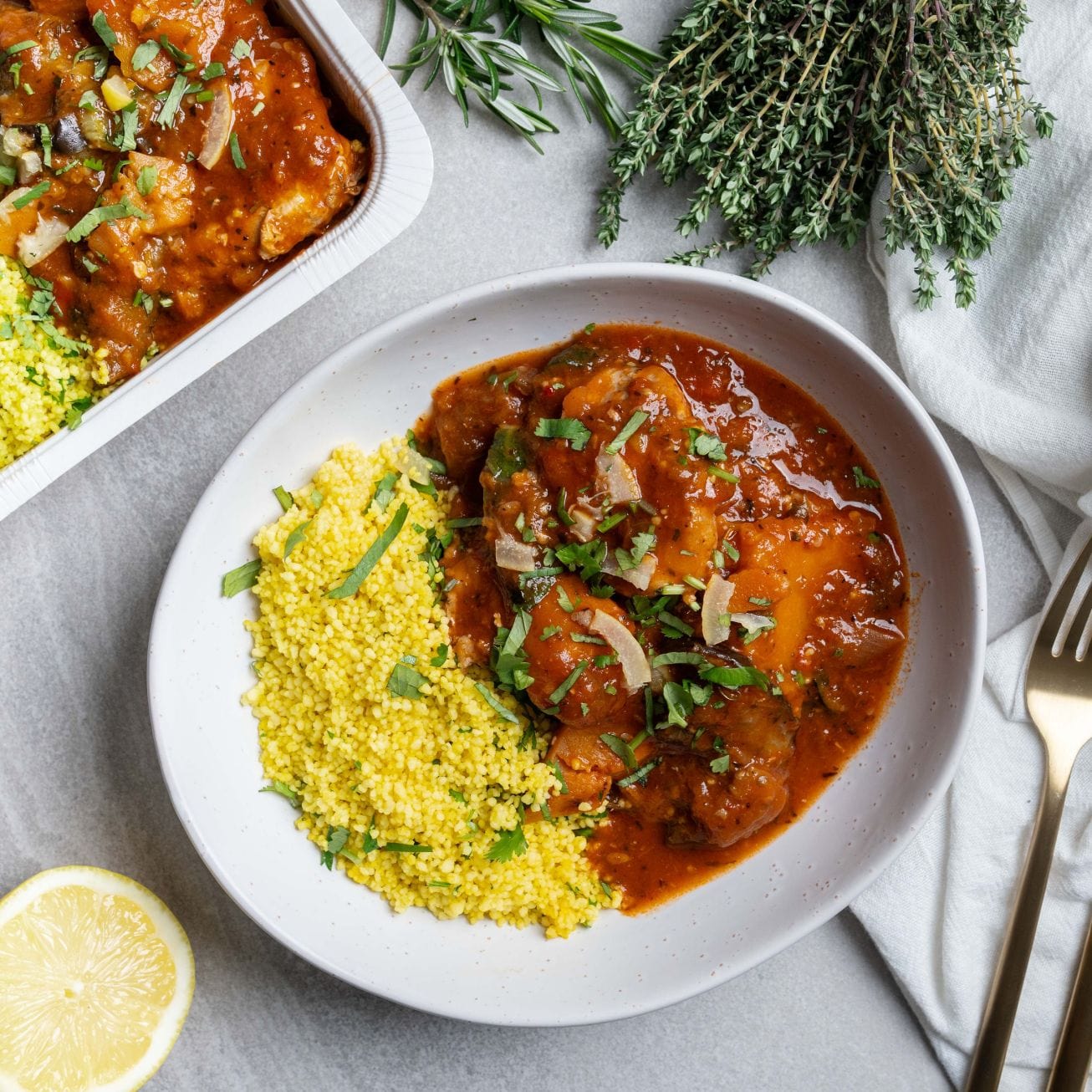 Ready to eat Meal Traditional Moroccan Chicken Tajine with Couscous