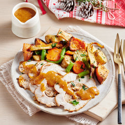 Special Stuffed Turkey Breast Cranberries & Chestnuts Stuffing with Honey Roasted Vegetables and Gravy for one