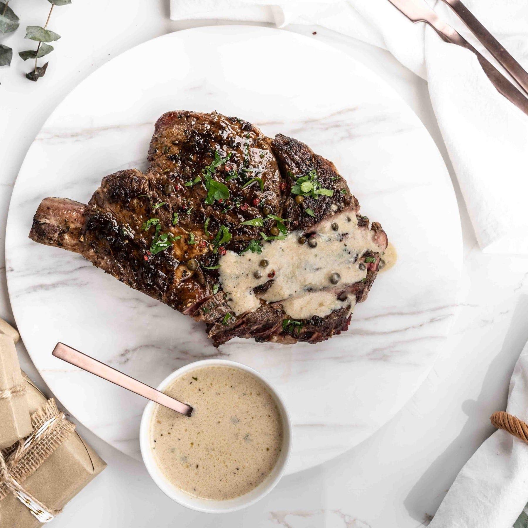 Ready to eat Meal 600g Premium Riverine Rib Eye with Creamy Pepper Sauce